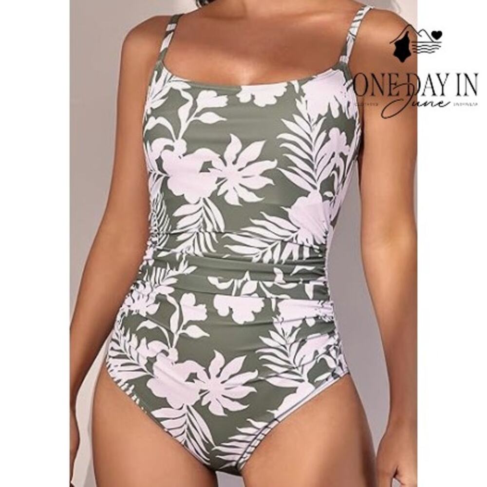 Eomenie Tropical Tummy Control One Piece Swimsuit Size M